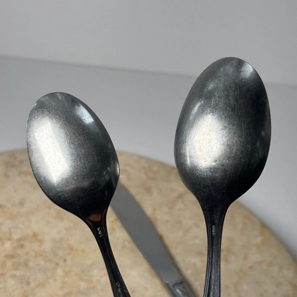 International Stainless Verona Flatware 3pc Set Silver Rose‎ Korea Knife Spoons